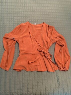 Old Navy Rust Orange Wrap Peplum Blouse